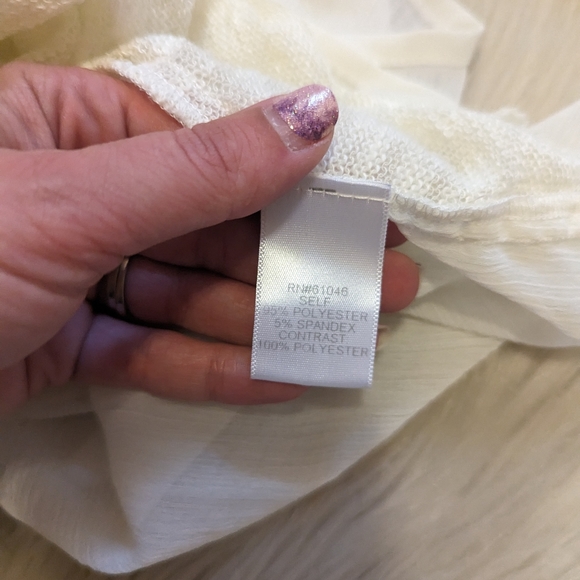 Fang Glam sheer white tank top with cross cross back straps size M - Picture 8 of 9